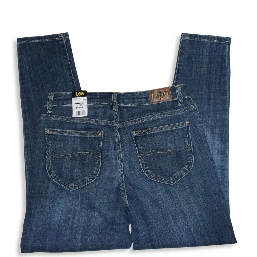 Lee Slim Fit‎ Skinny Mid Rise Jeans Womens 8 Short Blue Preppy Stretch Denim NWT